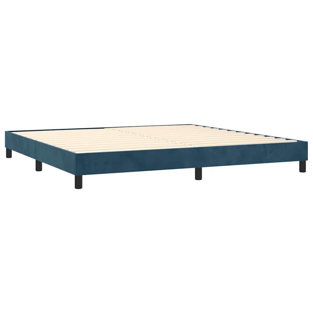 Krevet box spring s madracem LED tamnoplavi 200x200 cm baršun