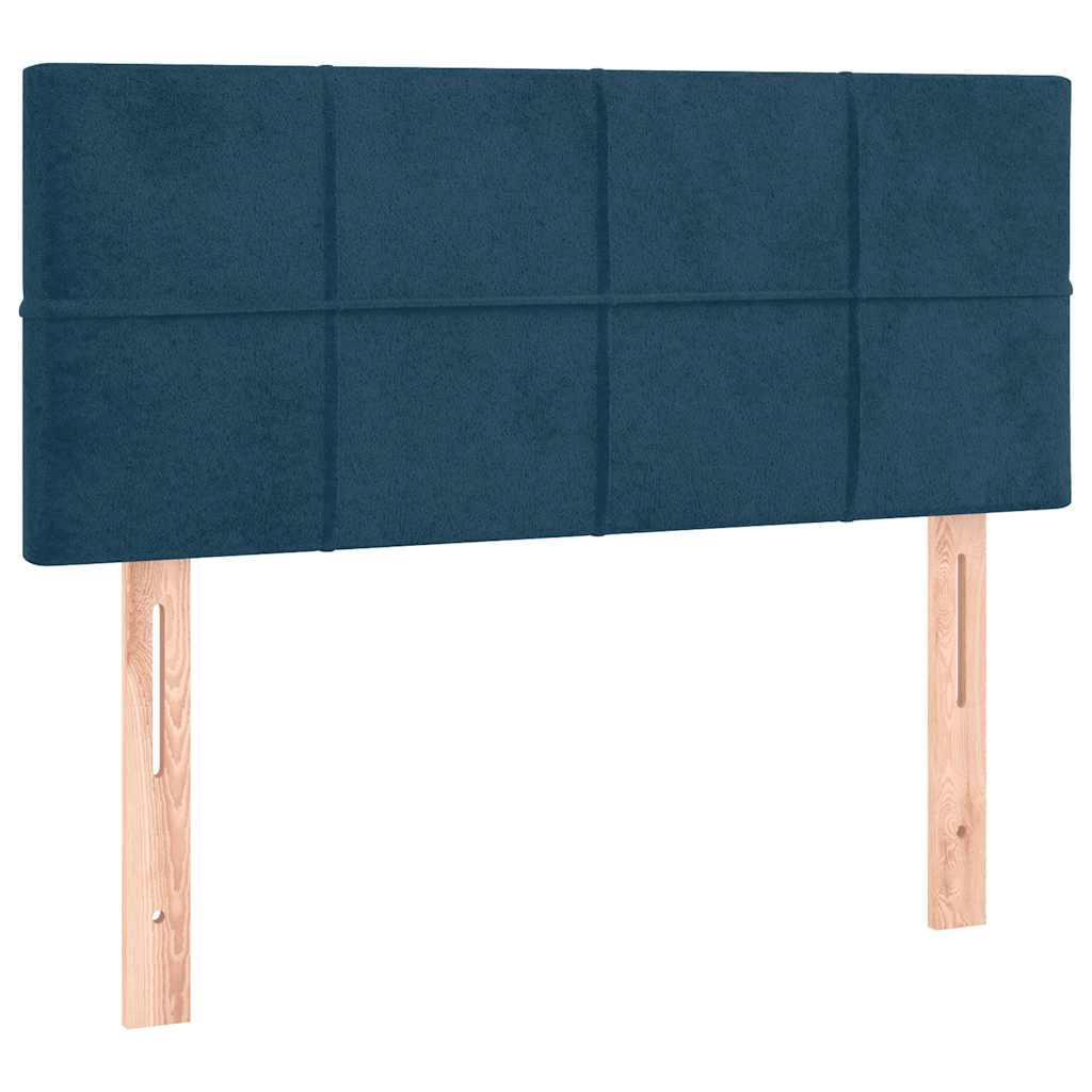 Krevet box spring s madracem LED tamnoplavi 90x190 cm baršun