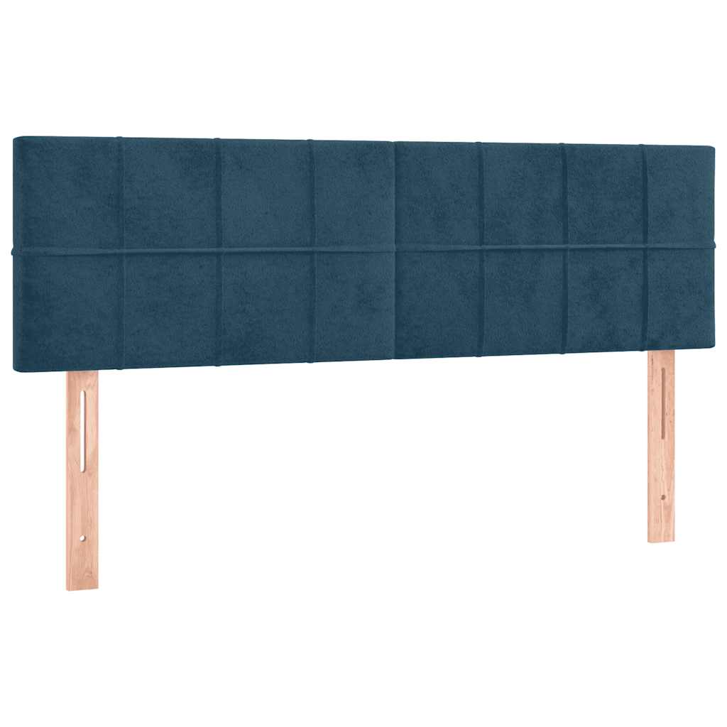 Krevet box spring s madracem LED tamnoplavi 140x200 cm baršun