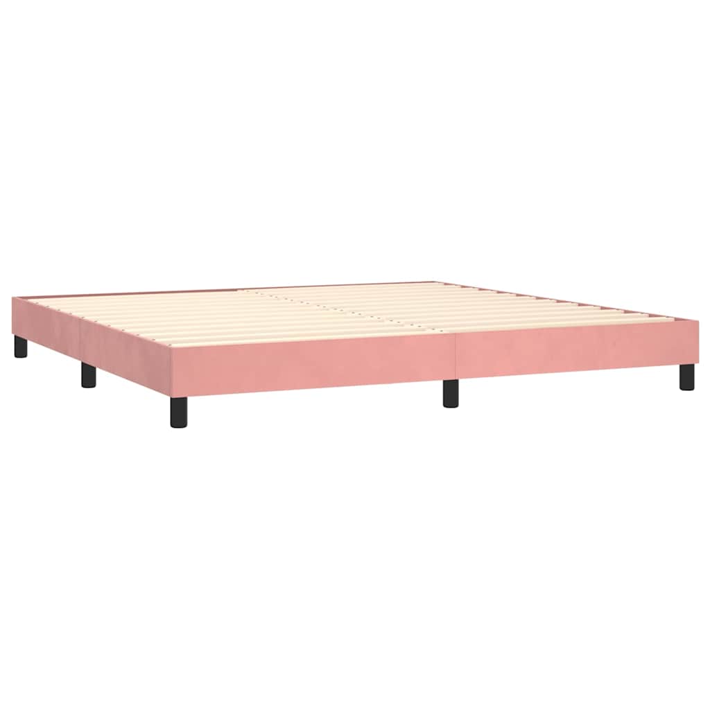 Krevet box spring s madracem LED ružičasti 200x200cm baršunasti