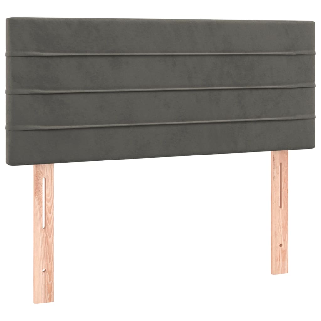 Krevet box spring s madracem LED tamnosivi 90x200 cm baršun