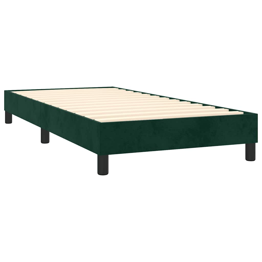 Krevet box spring s madracem LED tamnozeleni 90x200 cm baršun