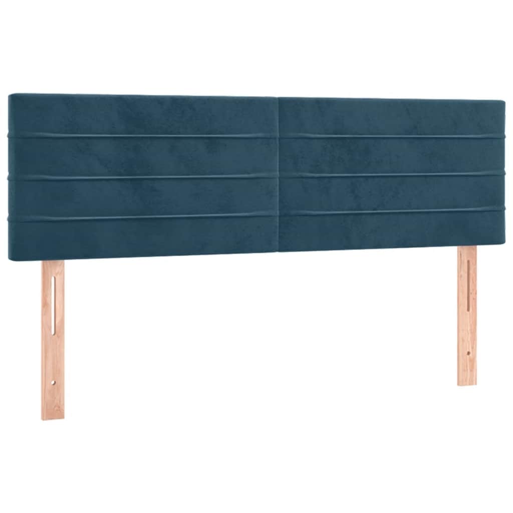 Krevet box spring s madracem LED tamnoplavi 140x190 cm baršun