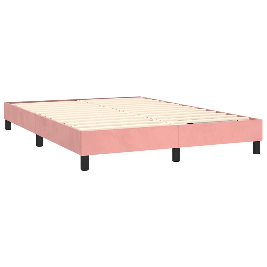 Krevet box spring s madracem LED ružičasti 140x190cm baršunasti