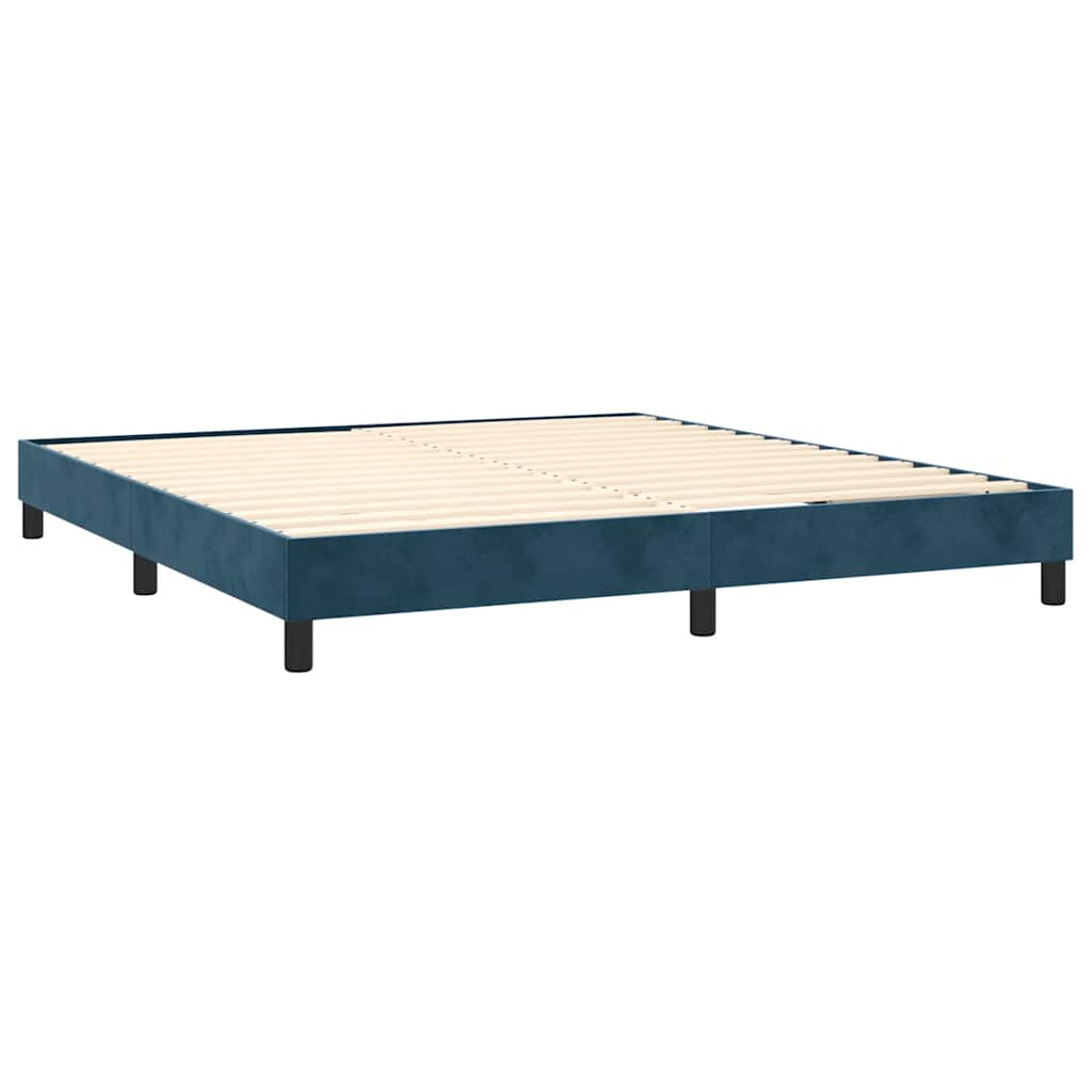 Krevet box spring s madracem LED tamnoplavi 180x200 cm baršun