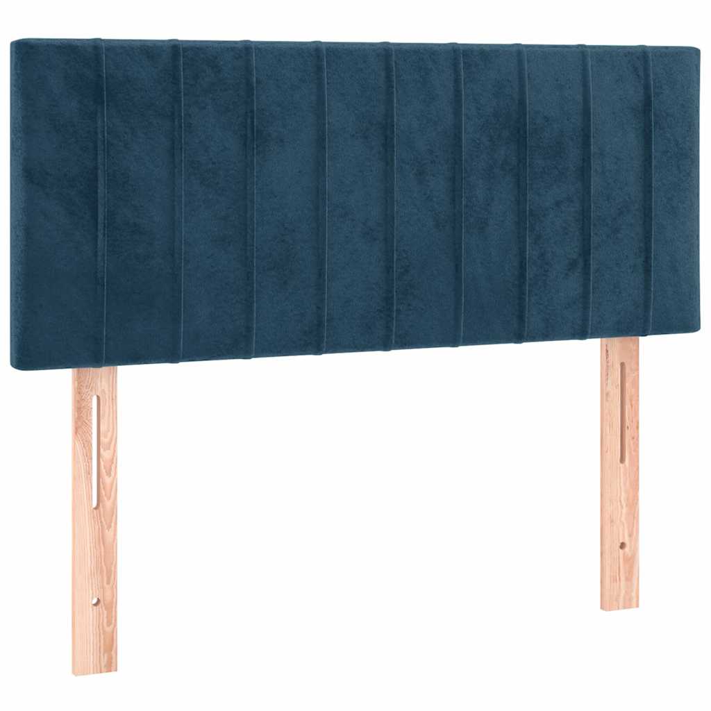 Krevet box spring s madracem LED tamnoplavi 80 x 200 cm baršun
