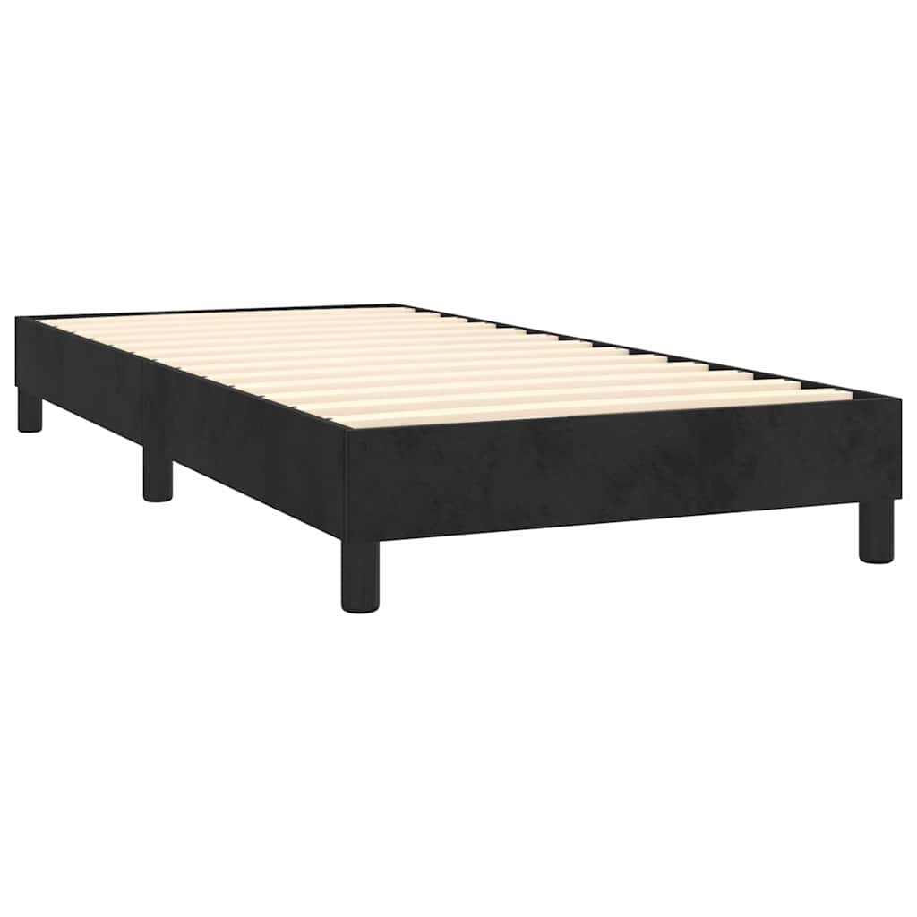 Krevet box spring s madracem LED crni 100x200 cm baršun