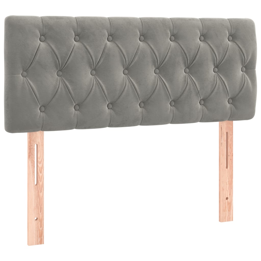 Krevet box spring s madracem LED svjetlosivi 90x190 cm baršun