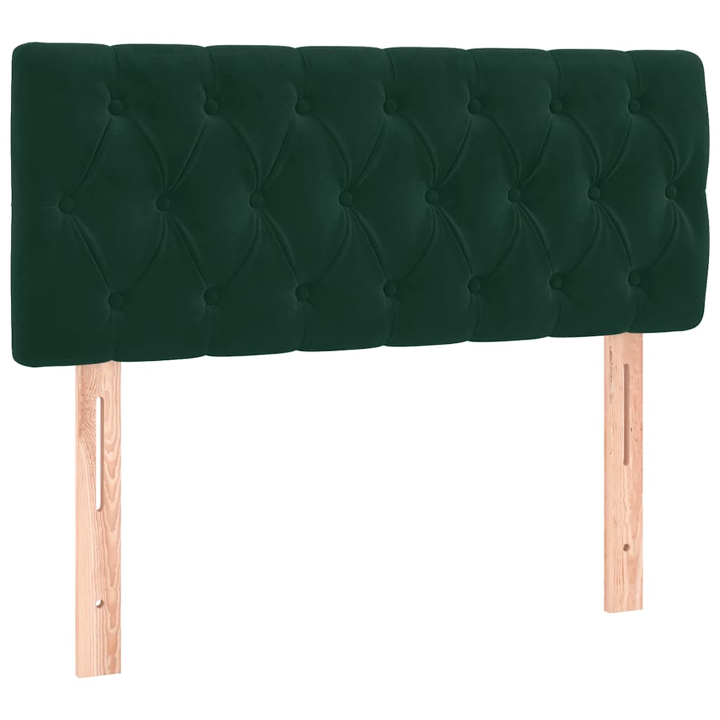 Krevet box spring s madracem LED tamnozeleni 90x190 cm baršun
