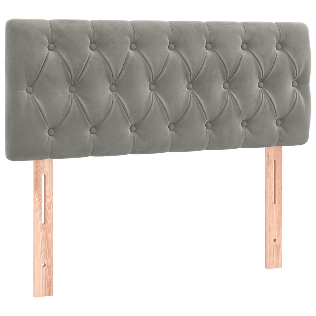 Krevet box spring s madracem LED svjetlosivi 90x200 cm baršun