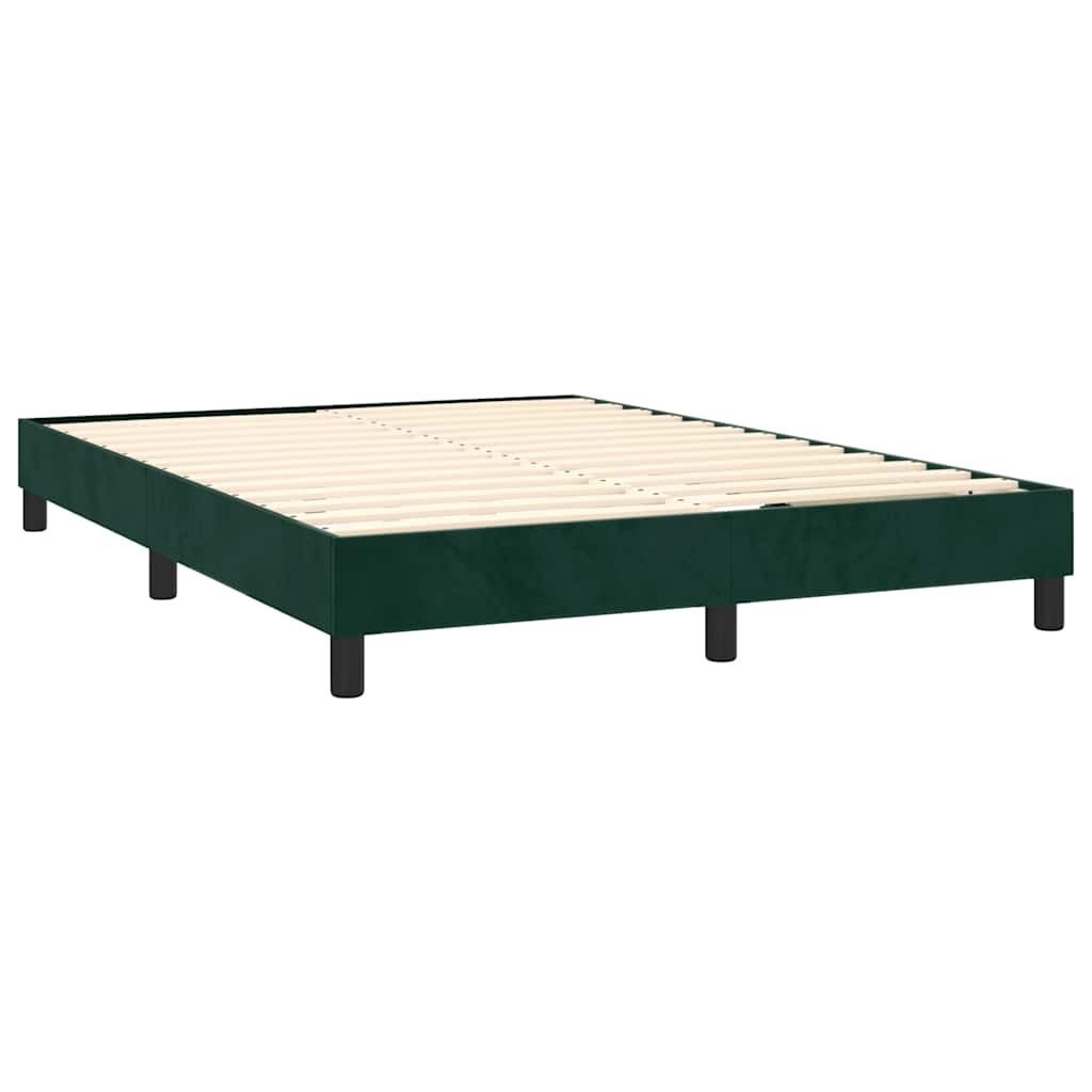 Krevet box spring s madracem LED tamnozeleni 140x200 cm baršun