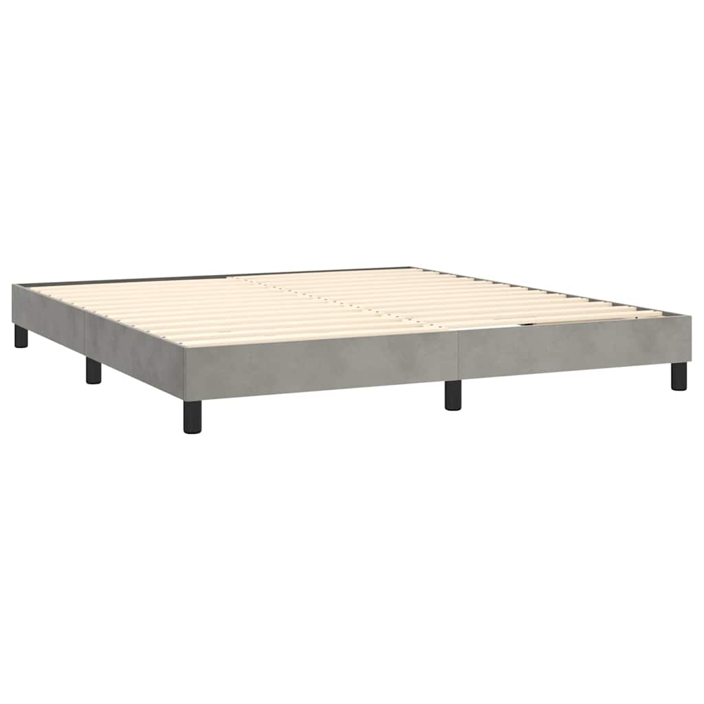 Krevet box spring s madracem LED svjetlosivi 160x200 cm baršun