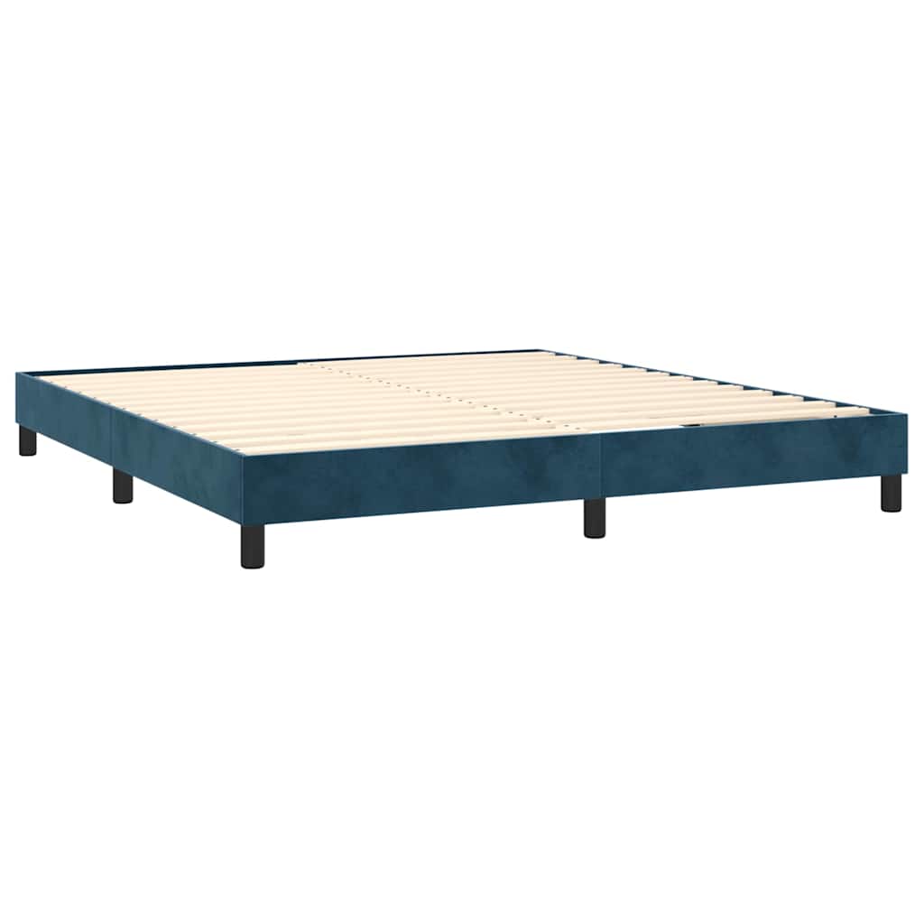 Krevet box spring s madracem LED tamnoplavi 180x200 cm baršun