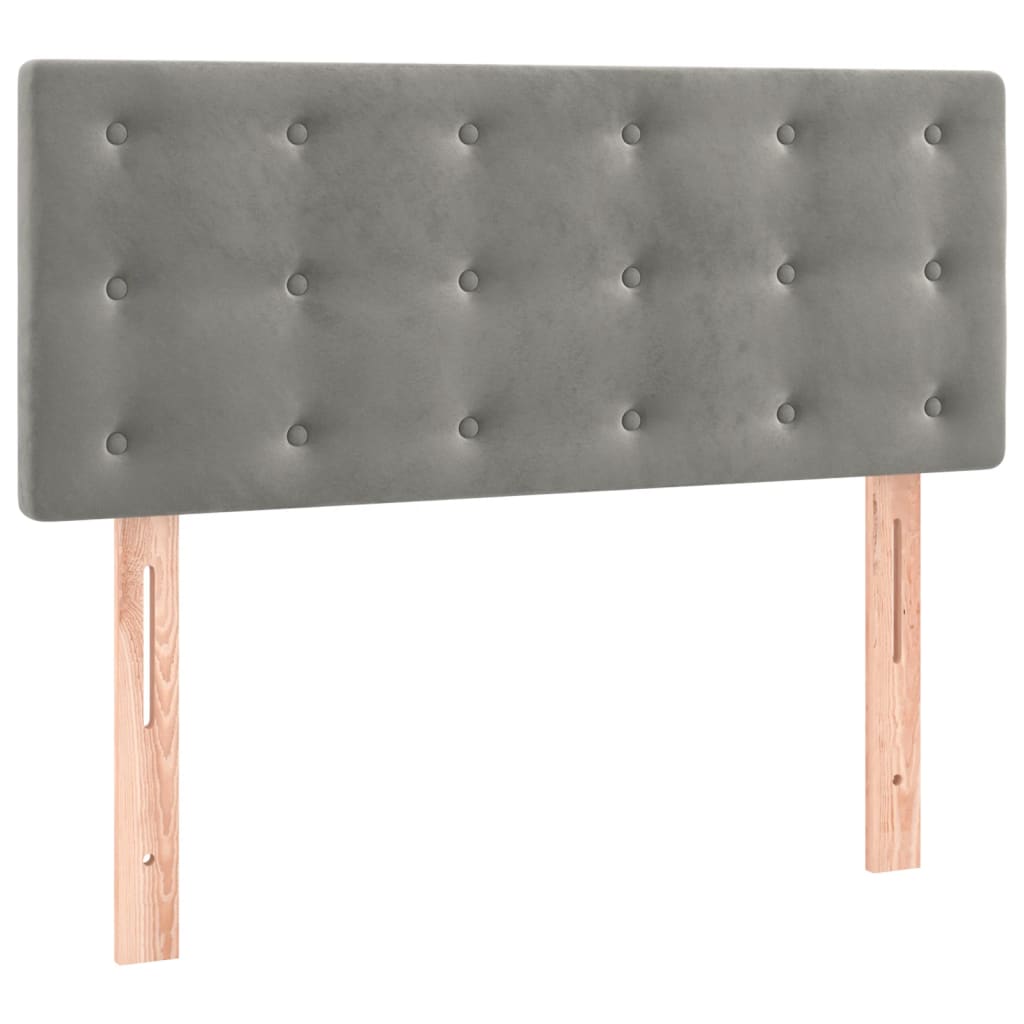 Krevet box spring s madracem LED svjetlosivi 90x190 cm baršun