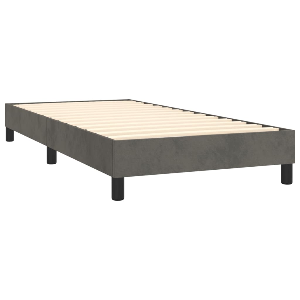 Krevet box spring s madracem LED tamnosivi 90x190 cm baršun