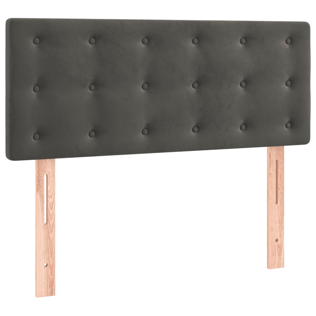 Krevet box spring s madracem LED tamnosivi 90x190 cm baršun