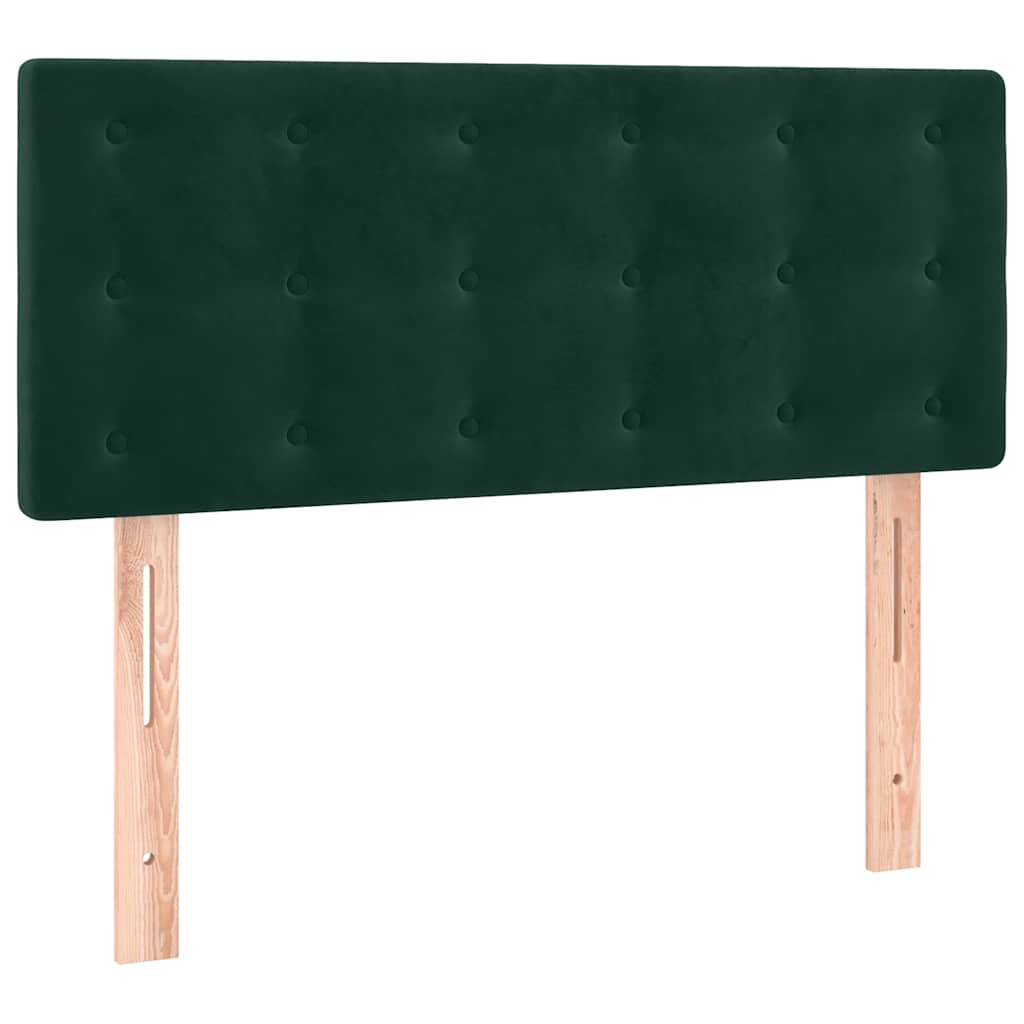 Krevet box spring s madracem LED tamnozeleni 90x190 cm baršun