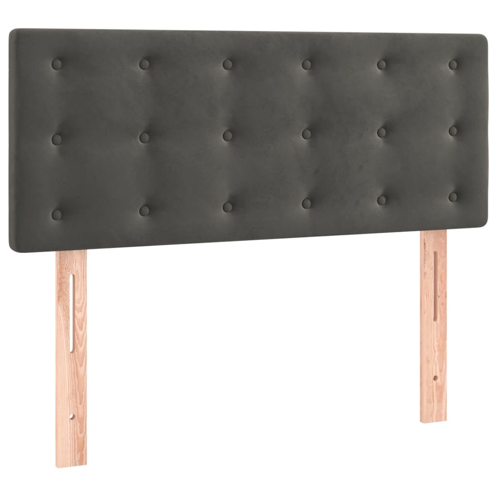 Krevet box spring s madracem LED tamnosivi 90x200 cm baršun