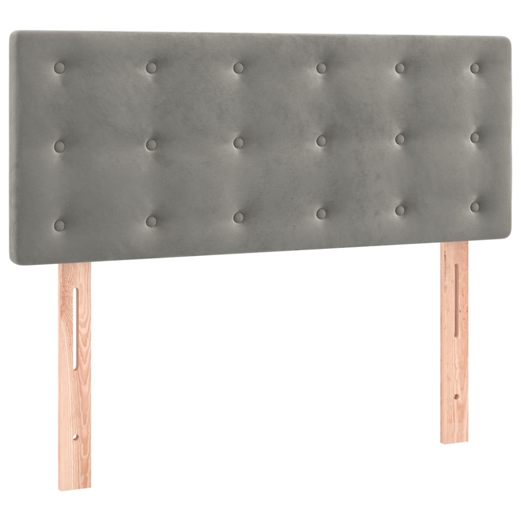 Krevet box spring s madracem LED svjetlosivi 100x200 cm baršun