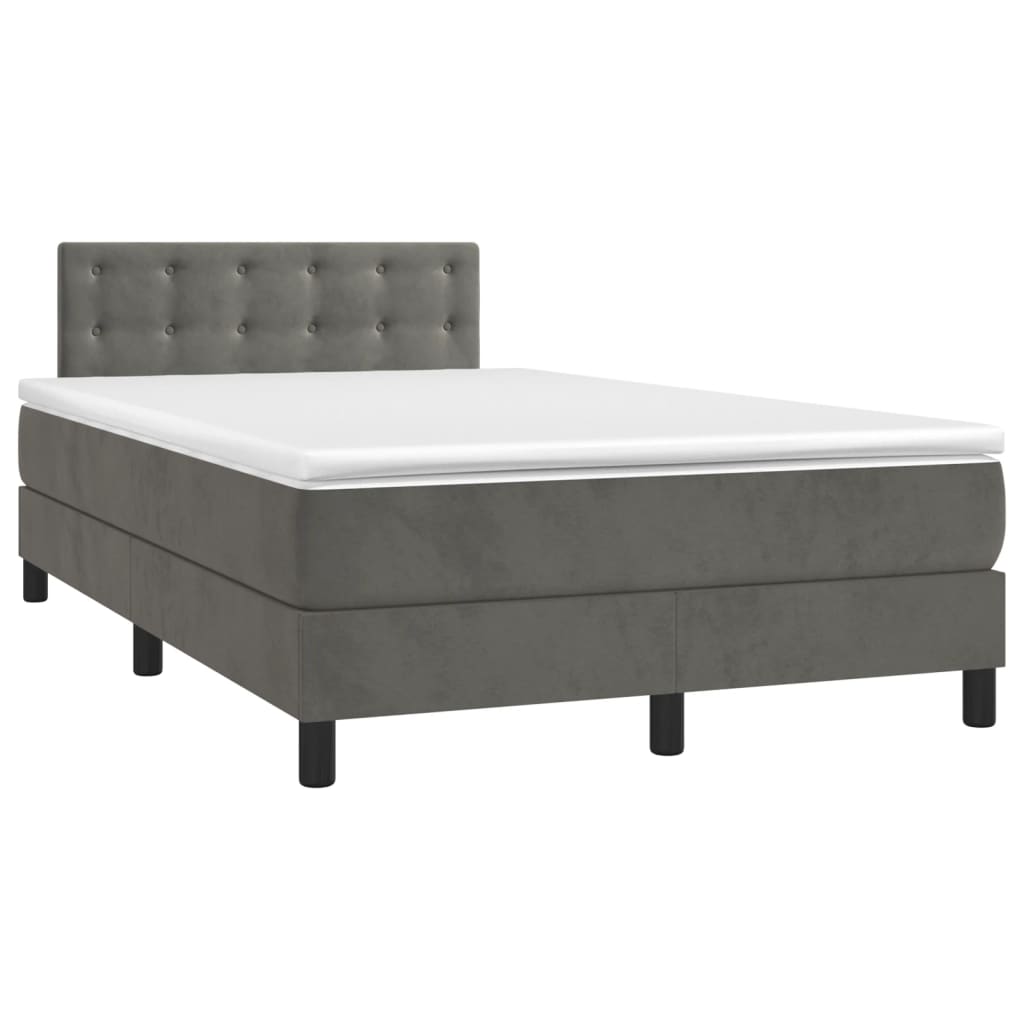 Krevet box spring s madracem LED tamnosivi 120 x 200 cm baršun