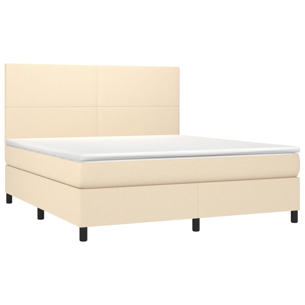 Krevet box spring s madracem LED krem 160x200 cm od tkanine