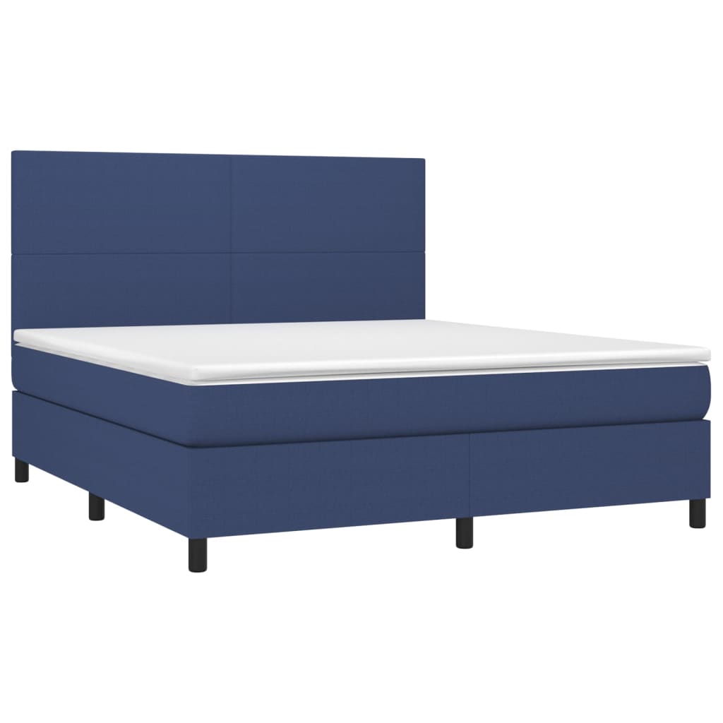 Krevet box spring s madracem LED plavi 180x200 cm od tkanine