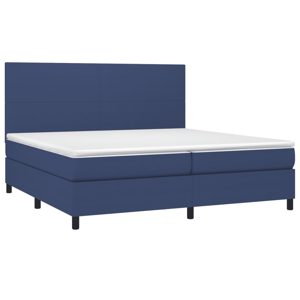 Krevet box spring s madracem LED plavi 200x200 cm od tkanine