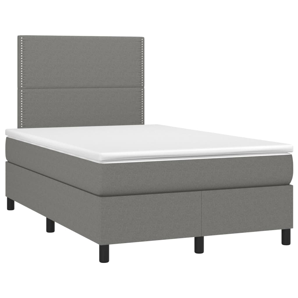 Krevet box spring s madracem LED tamnosivi 120 x 200 cm tkanina