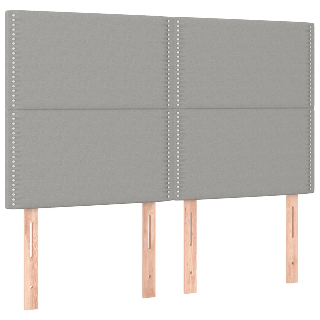 Krevet box spring s madracem LED svjetlosivi 140x190 cm tkanina
