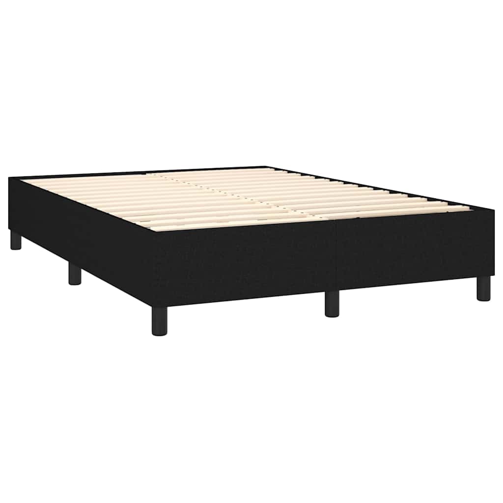 Krevet box spring s madracem LED crni 140x200 cm od tkanine