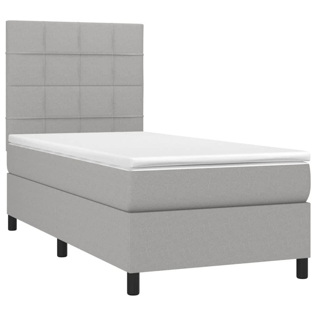 Krevet box spring s madracem LED svjetlosivi 80x200 cm tkanina