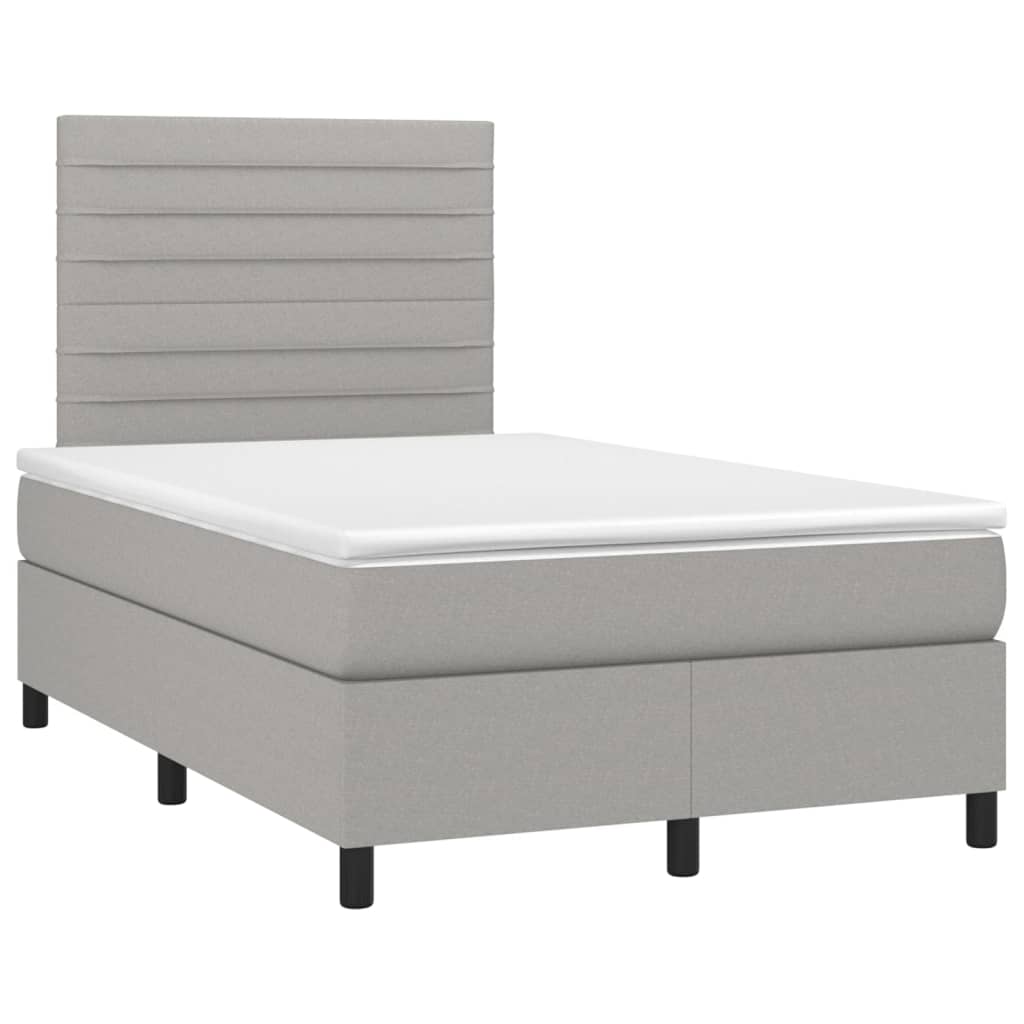 Krevet box spring s madracem LED svjetlosivi 120x200 cm tkanina