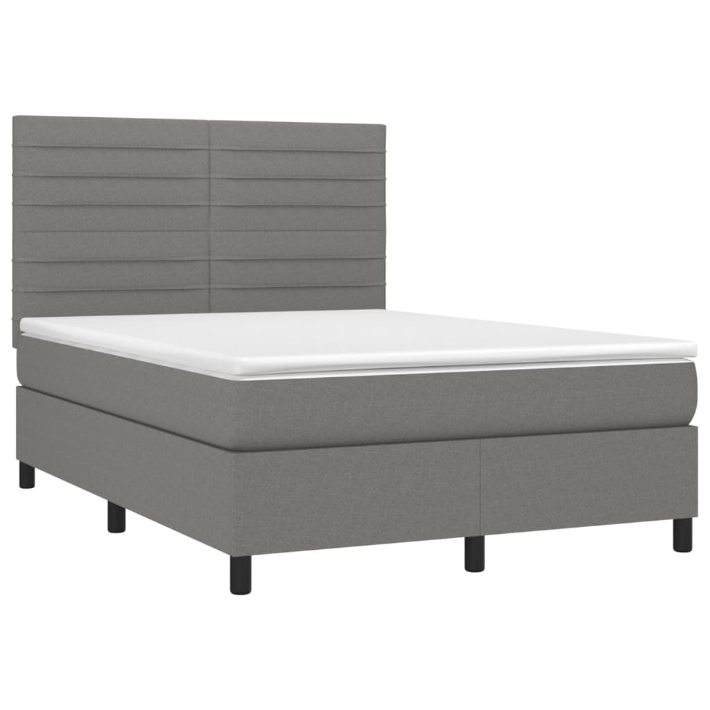 Krevet box spring s madracem LED tamnosivi 140x200 cm tkanina