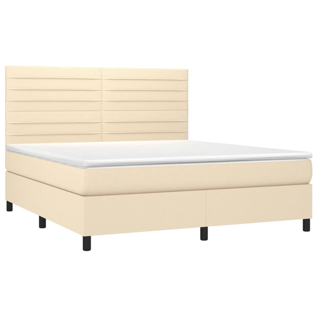 Krevet box spring s madracem LED krem 160x200 cm od tkanine