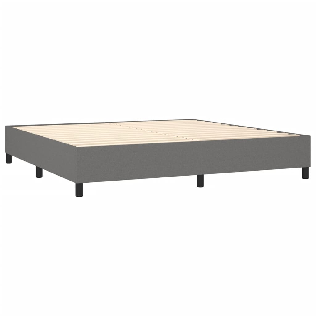 Krevet box spring s madracem LED tamnosivi 200x200 cm tkanina
