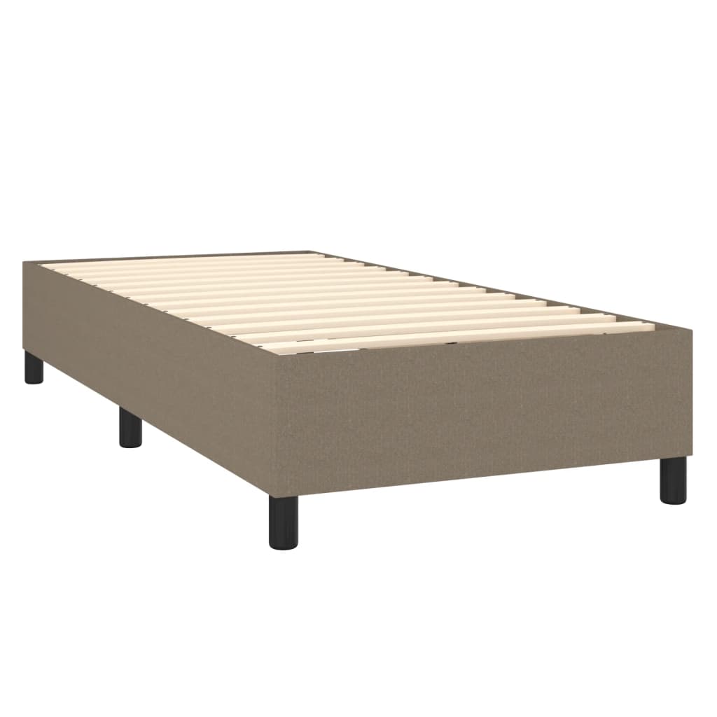 Krevet box spring s madracem LED smeđesivi 90x190 cm tkanina