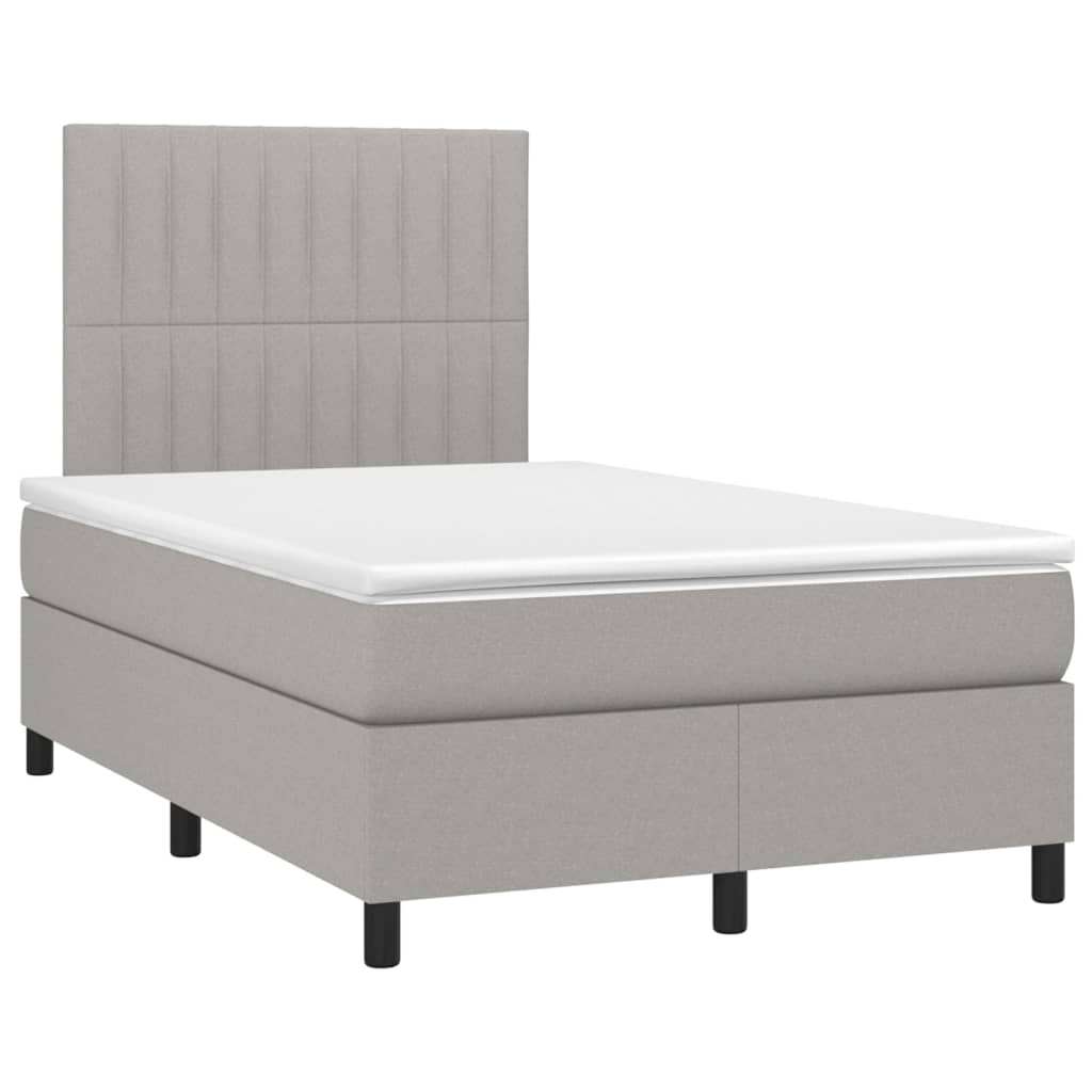 Krevet box spring s madracem LED svjetlosivi 120x200 cm tkanina