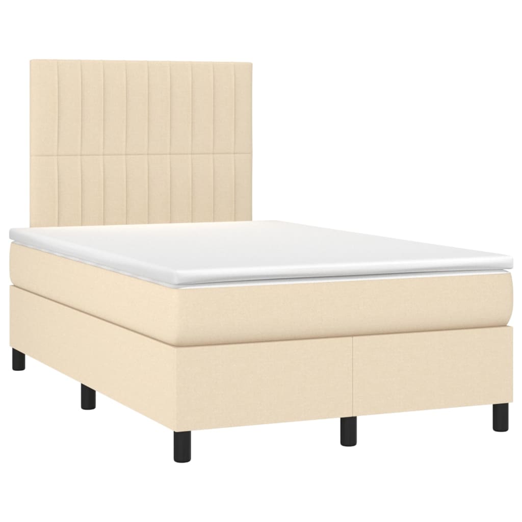 Krevet box spring s madracem LED krem 120 x 200 cm od tkanine