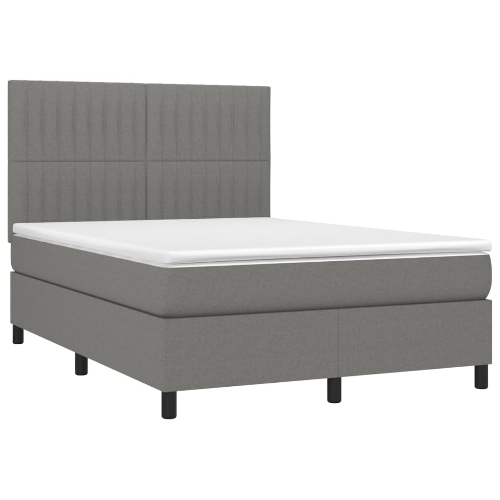 Krevet box spring s madracem LED tamnosivi 140x190 cm tkanina