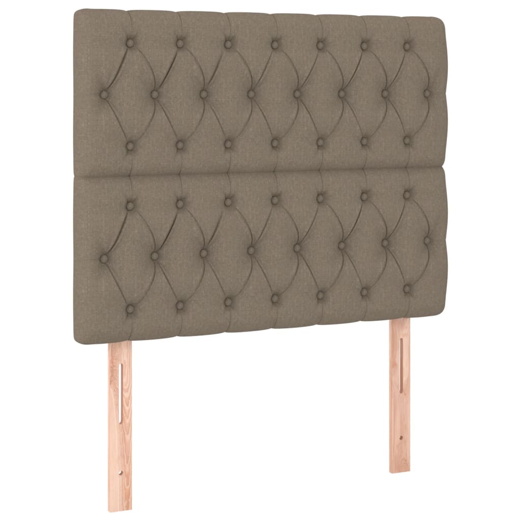 Krevet box spring s madracem LED smeđesivi 90x190 cm tkanina