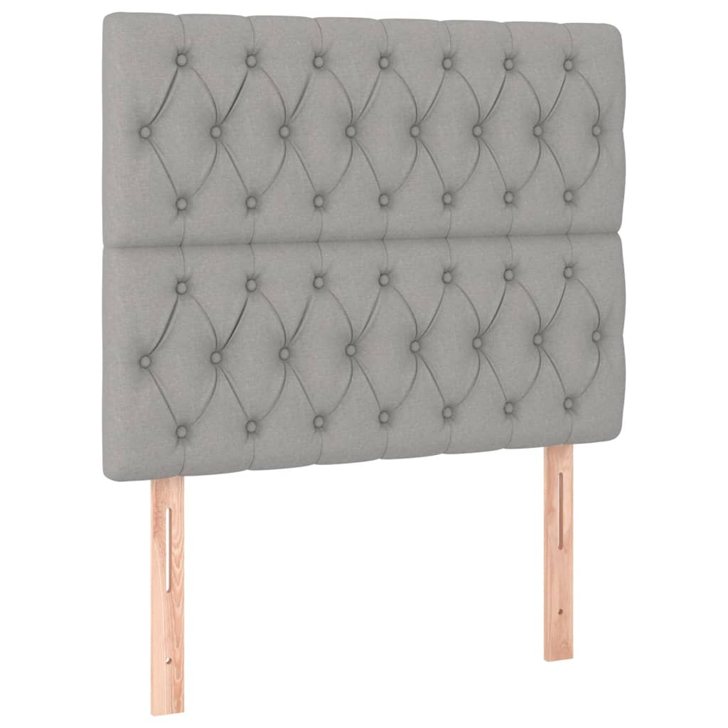 Krevet box spring s madracem LED svjetlosivi 100x200 cm tkanina