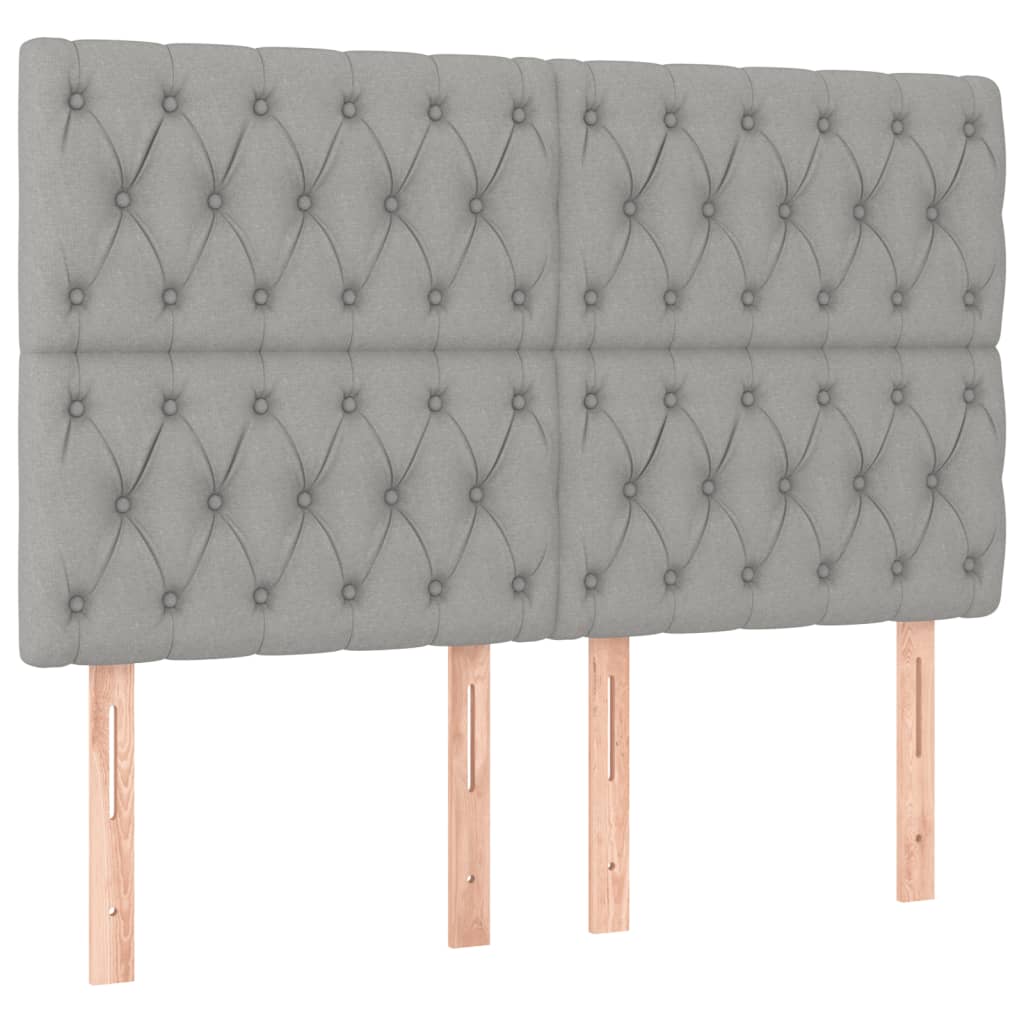 Krevet box spring s madracem LED svjetlosivi 140x190 cm tkanina