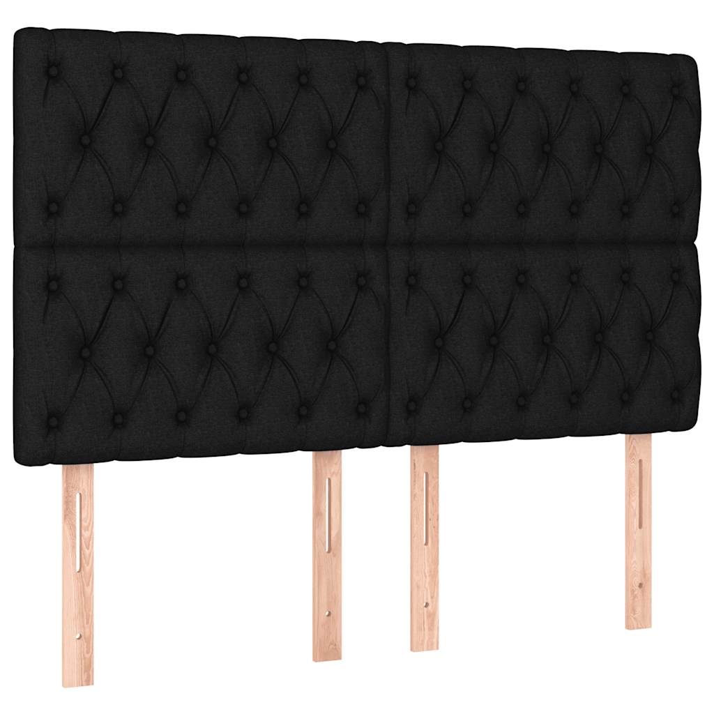 Krevet box spring s madracem LED crni 140x190 cm od tkanine