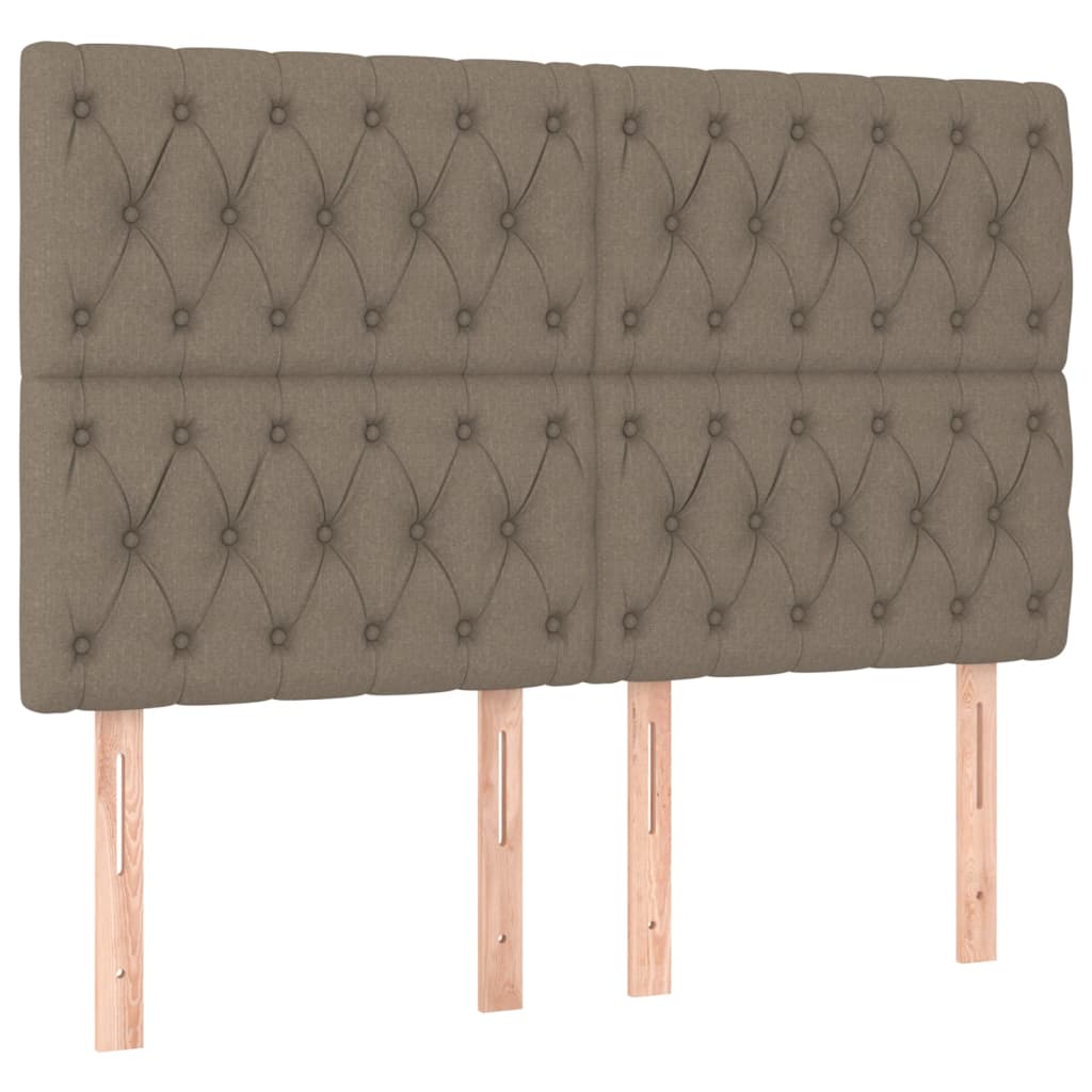 Krevet box spring s madracem LED smeđesivi 160x200 cm tkanina