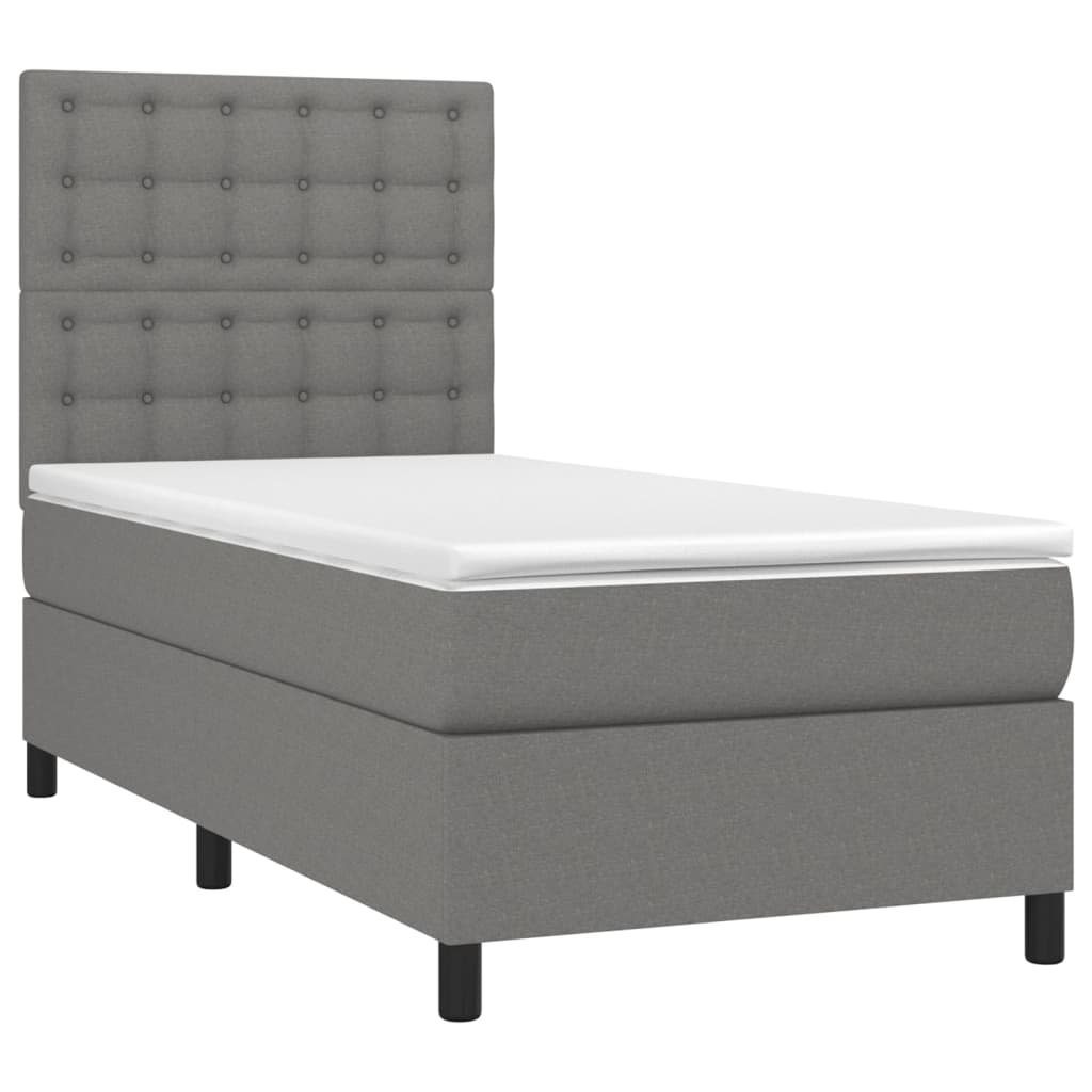 Krevet box spring s madracem LED tamnosivi 80 x 200 cm tkanina