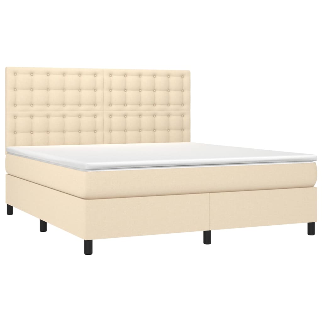 Krevet box spring s madracem LED krem 160x200 cm od tkanine