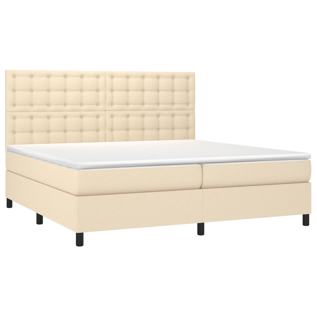Krevet box spring s madracem LED krem 200x200 cm od tkanine