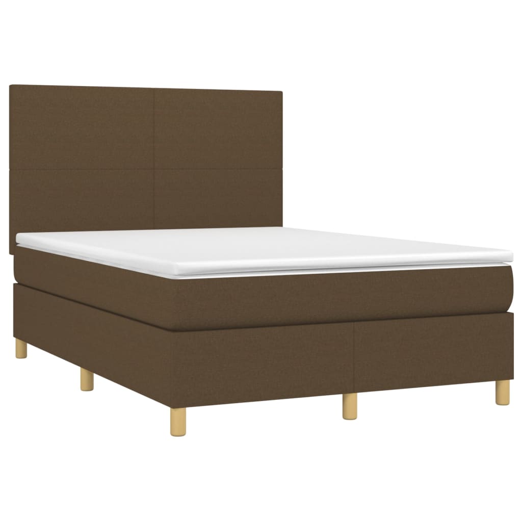 Krevet box spring s madracem LED tamnosmeđi 140x190 cm tkanina