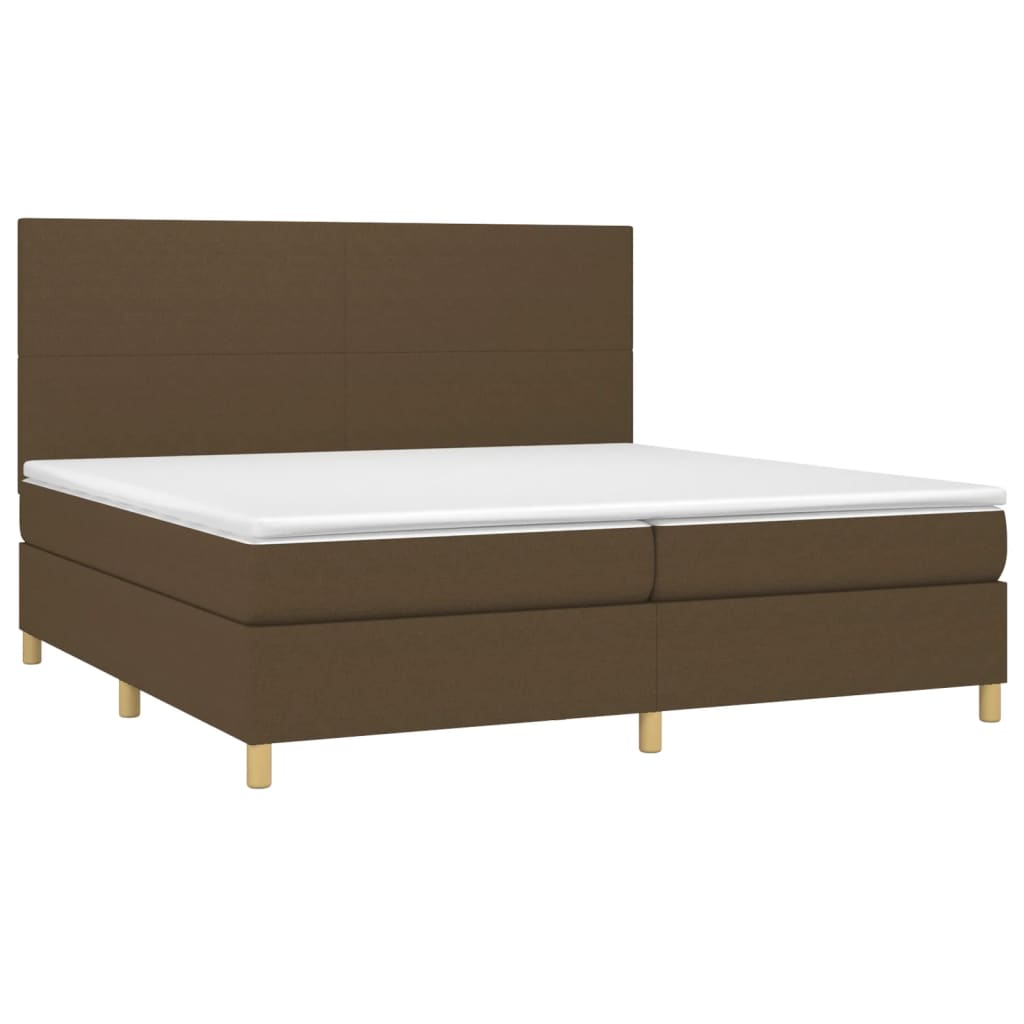 Krevet box spring s madracem LED tamnosmeđi 200x200 cm tkanina