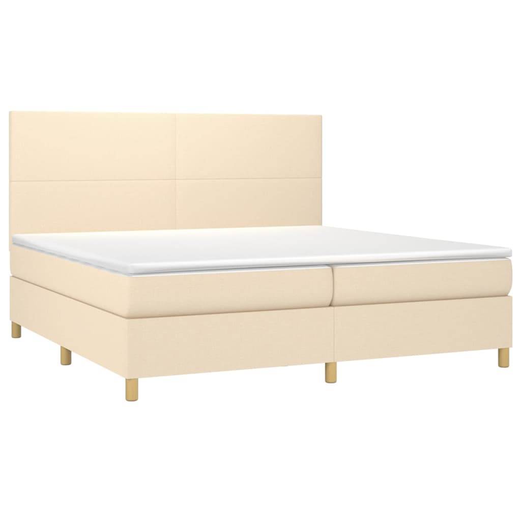 Krevet box spring s madracem LED krem 200x200 cm od tkanine